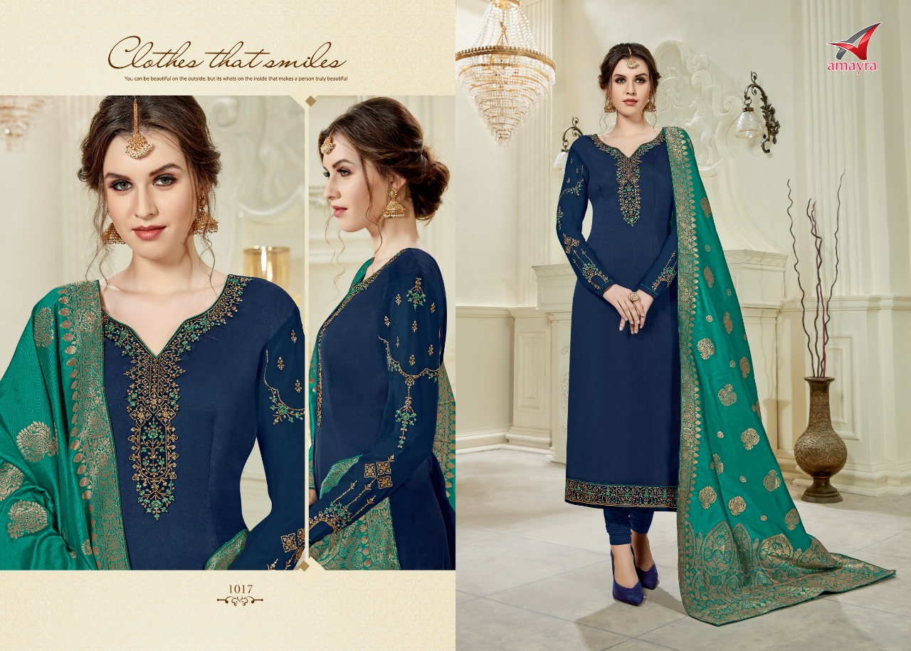 Aayesha Vol-3 By Amayra Fashion 1017 To 1024 Series Designer Sharara Suits Beautiful Stylish Fancy Colorful Party Wear & Ethnic Wear Satin Georgette Embroidered Dresses At Wholesale Price