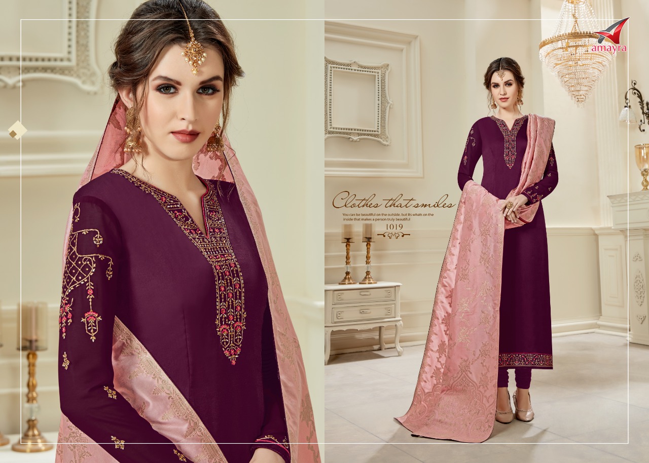 Aayesha Vol-3 By Amayra Fashion 1017 To 1024 Series Designer Sharara Suits Beautiful Stylish Fancy Colorful Party Wear & Ethnic Wear Satin Georgette Embroidered Dresses At Wholesale Price