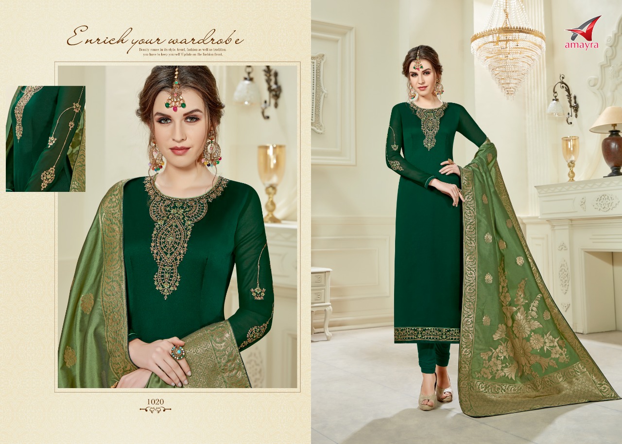 Aayesha Vol-3 By Amayra Fashion 1017 To 1024 Series Designer Sharara Suits Beautiful Stylish Fancy Colorful Party Wear & Ethnic Wear Satin Georgette Embroidered Dresses At Wholesale Price