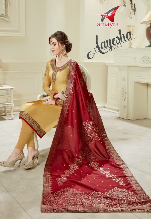 Aayesha Vol-3 By Amayra Fashion 1017 To 1024 Series Designer Sharara Suits Beautiful Stylish Fancy Colorful Party Wear & Ethnic Wear Satin Georgette Embroidered Dresses At Wholesale Price
