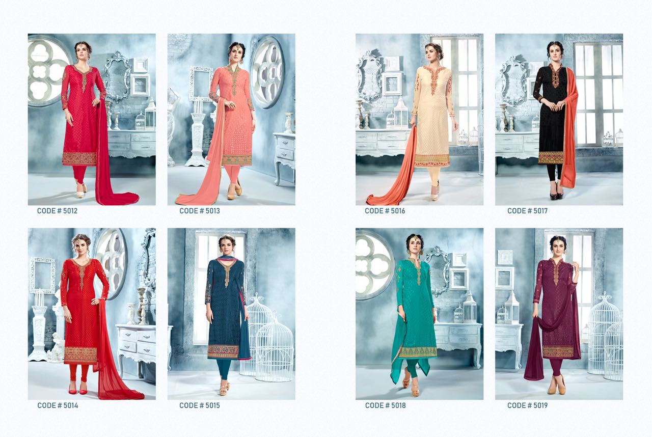 Aayesha Vol-7 By Ashsee 5012 To 5019 Series Designer Suits Beautiful Stylish Fancy Colorful Party Wear & Occasional Wear Collection Brasso With Faux Georgette Dresses At Wholesale Price
