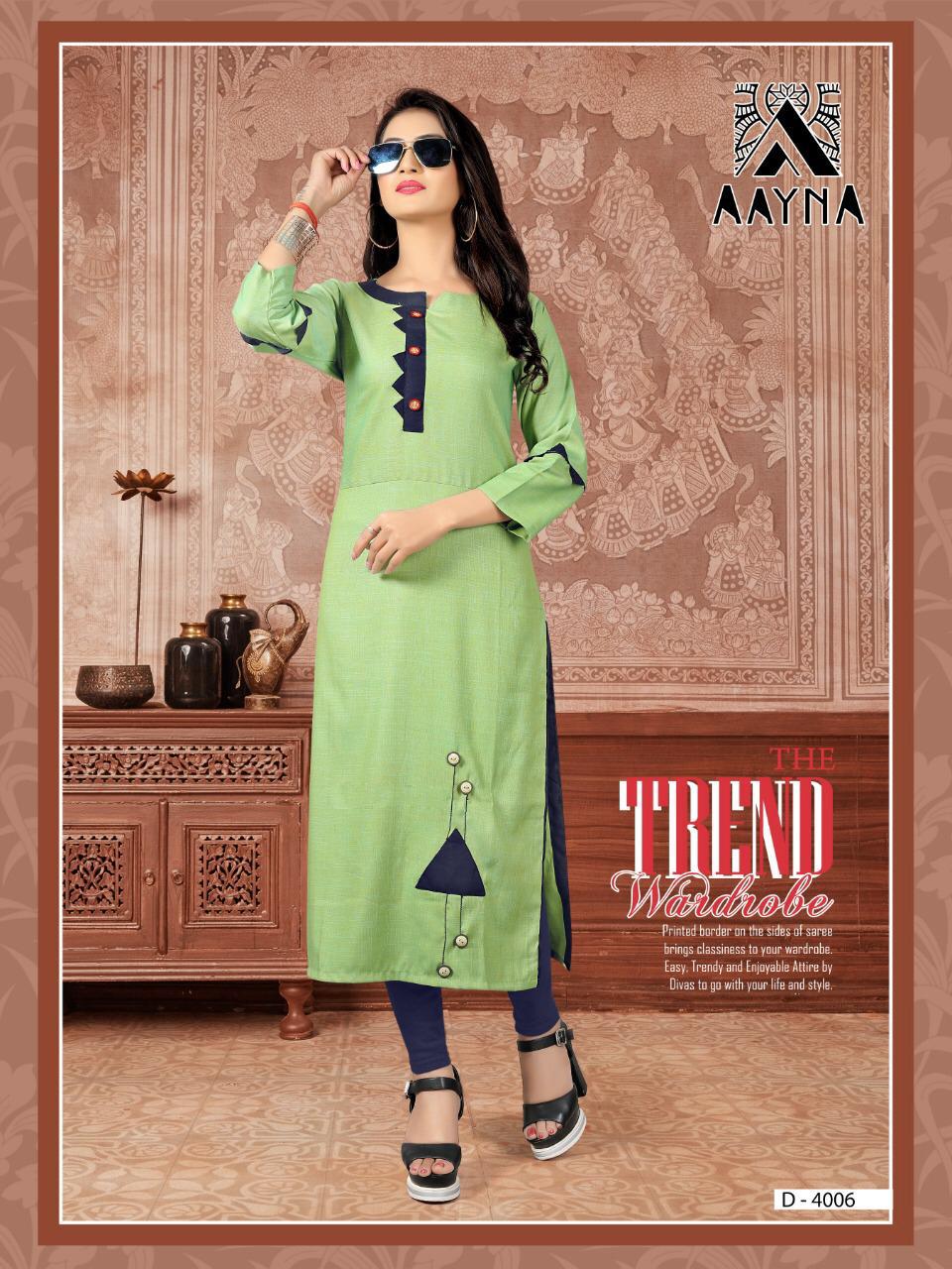Aayna Vol-4 By Aayna 1001 To 1006 Series Beautiful Colorful Stylish Fancy Casual Wear & Ethnic Wear & Ready To Wear Heavy Rayon Printed Kurtis At Wholesale Price