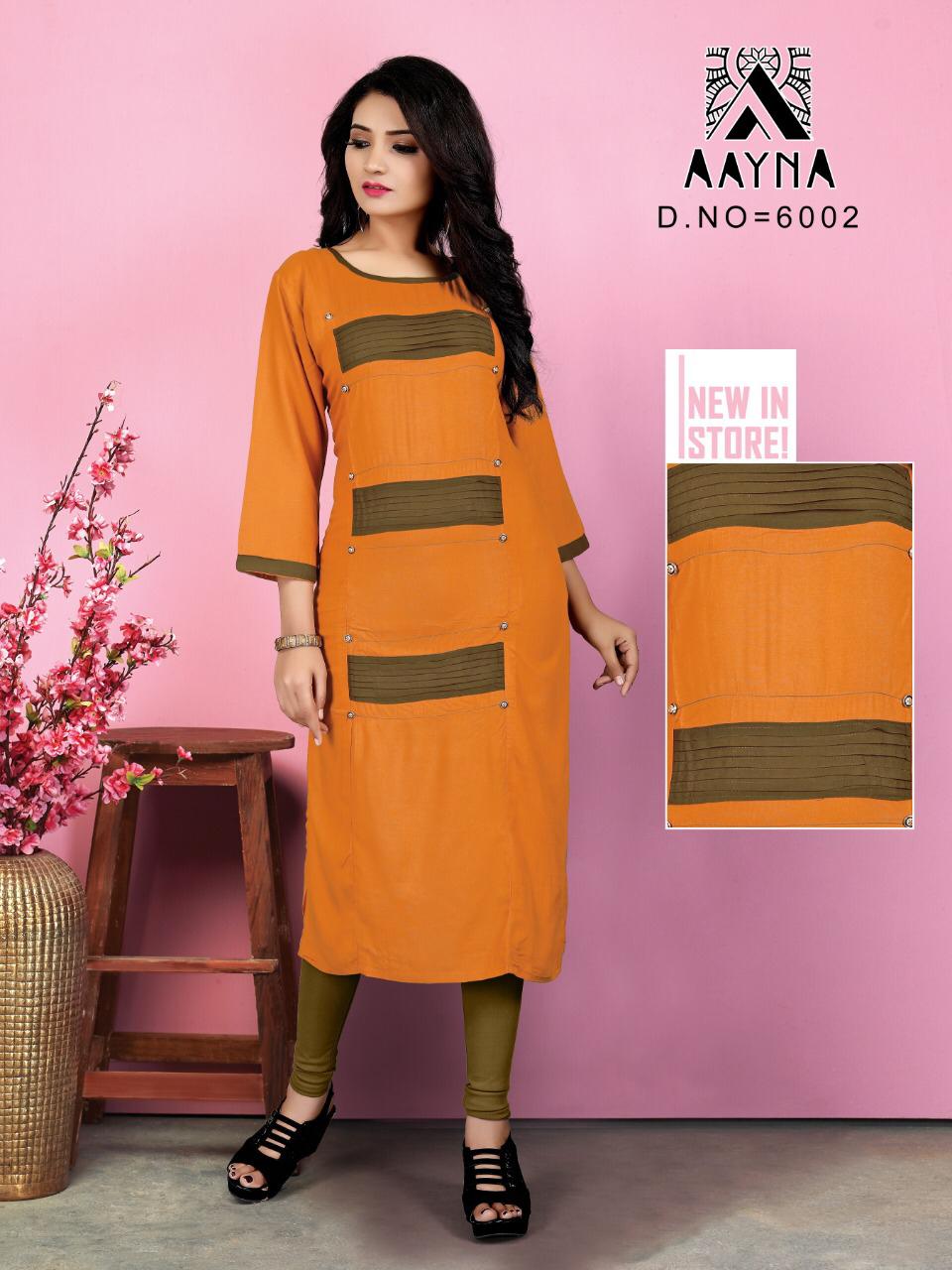 Aayna Vol-6 By Aayna 6001 To 6006 Series Beautiful Colorful Stylish Fancy Casual Wear & Ethnic Wear & Ready To Wear Rayon Kurtis At Wholesale Price