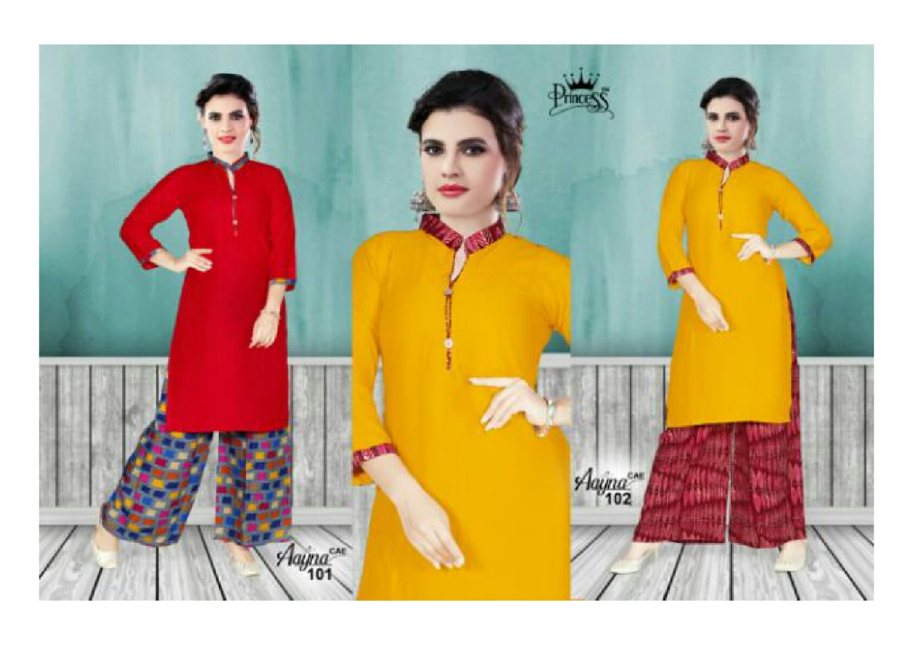 Aayna By Princess 101 To 112 Series Stylish Fancy Beautiful Colorful Casual Wear & Ethnic Wear Heavy Rayon Printed Kurtis At Wholesale Price