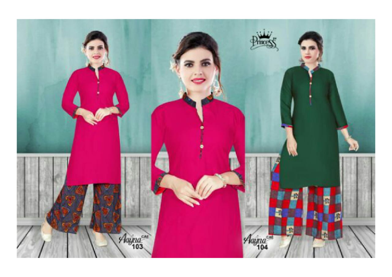 Aayna By Princess 101 To 112 Series Stylish Fancy Beautiful Colorful Casual Wear & Ethnic Wear Heavy Rayon Printed Kurtis At Wholesale Price