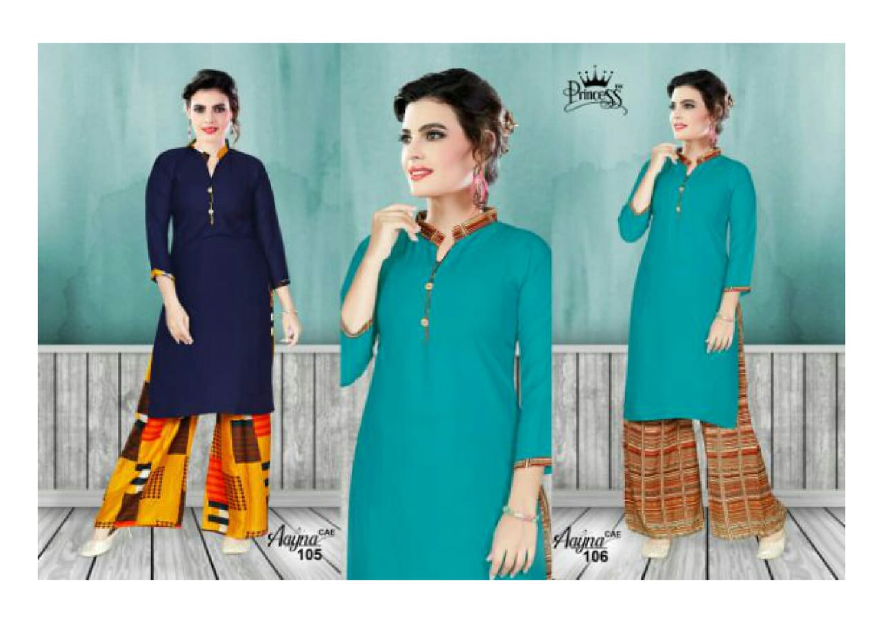 Aayna By Princess 101 To 112 Series Stylish Fancy Beautiful Colorful Casual Wear & Ethnic Wear Heavy Rayon Printed Kurtis At Wholesale Price
