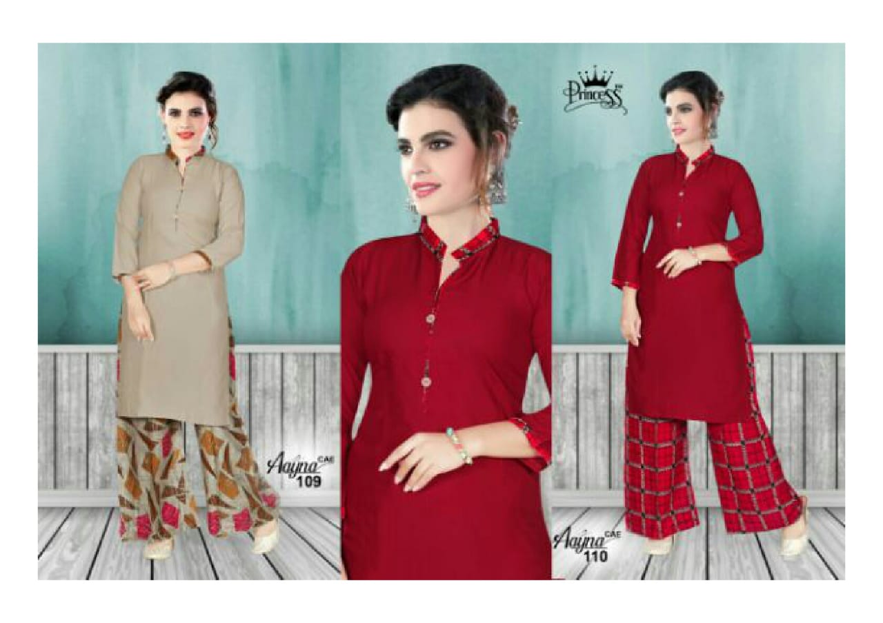 Aayna By Princess 101 To 112 Series Stylish Fancy Beautiful Colorful Casual Wear & Ethnic Wear Heavy Rayon Printed Kurtis At Wholesale Price