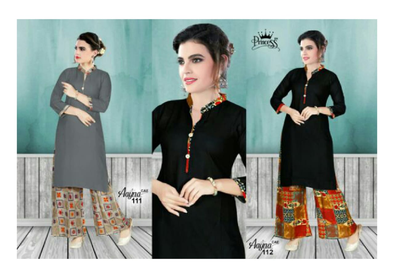 Aayna By Princess 101 To 112 Series Stylish Fancy Beautiful Colorful Casual Wear & Ethnic Wear Heavy Rayon Printed Kurtis At Wholesale Price