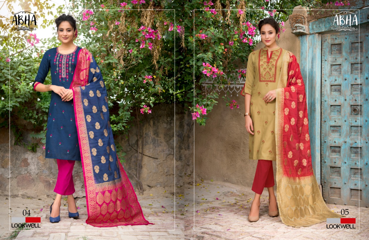 Abha By Lookwell 01 To 06 Series Suits Beautiful Stylish Fancy Colorful Designer Party Wear & Ethnic Wear Pure Cotton Satin Dresses At Wholesale Price