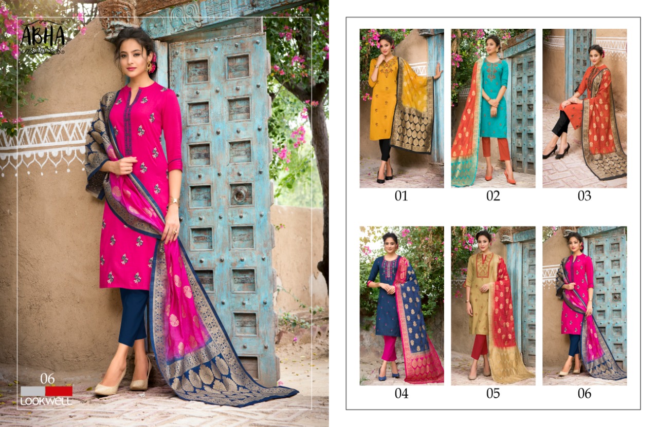 Abha By Lookwell 01 To 06 Series Suits Beautiful Stylish Fancy Colorful Designer Party Wear & Ethnic Wear Pure Cotton Satin Dresses At Wholesale Price
