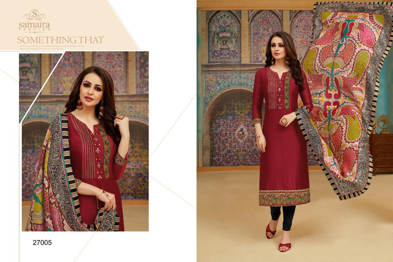 Abhinandan By Samaira Fashion 27000 To 27008 Series Beautiful Suits Colorful Stylish Fancy Casual Wear & Ethnic Wear Pure Jam Silk Print With Embroidery Dresses At Wholesale Price