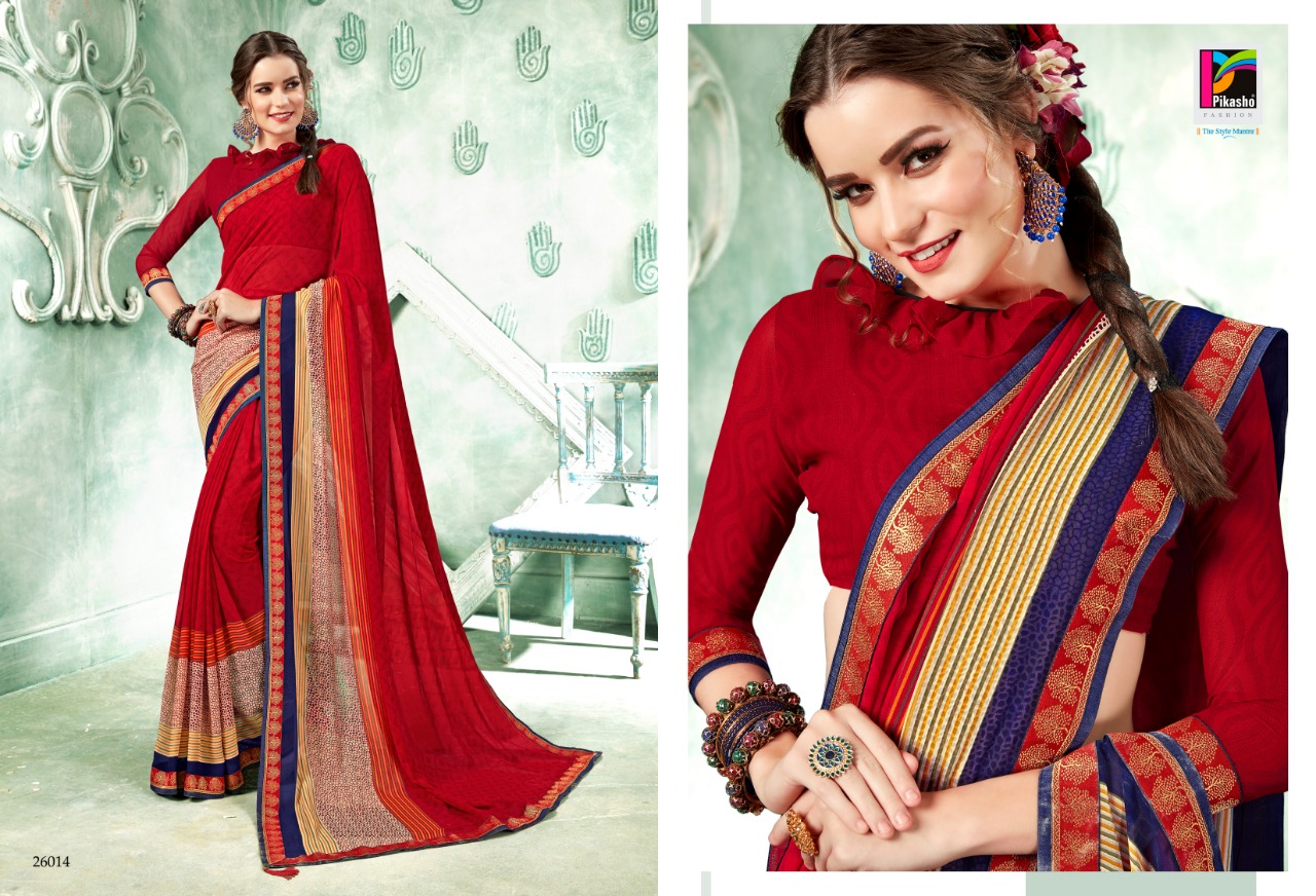 Abhinetri By Pikasho 26013 To 26025 Series Indian Traditional Wear Collection Beautiful Stylish Fancy Colorful Party Wear & Occasional Wear Georgette Embroidered Sarees At Wholesale Price