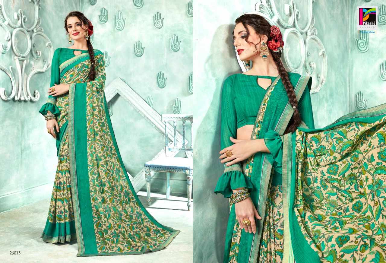Abhinetri By Pikasho 26013 To 26025 Series Indian Traditional Wear Collection Beautiful Stylish Fancy Colorful Party Wear & Occasional Wear Georgette Embroidered Sarees At Wholesale Price