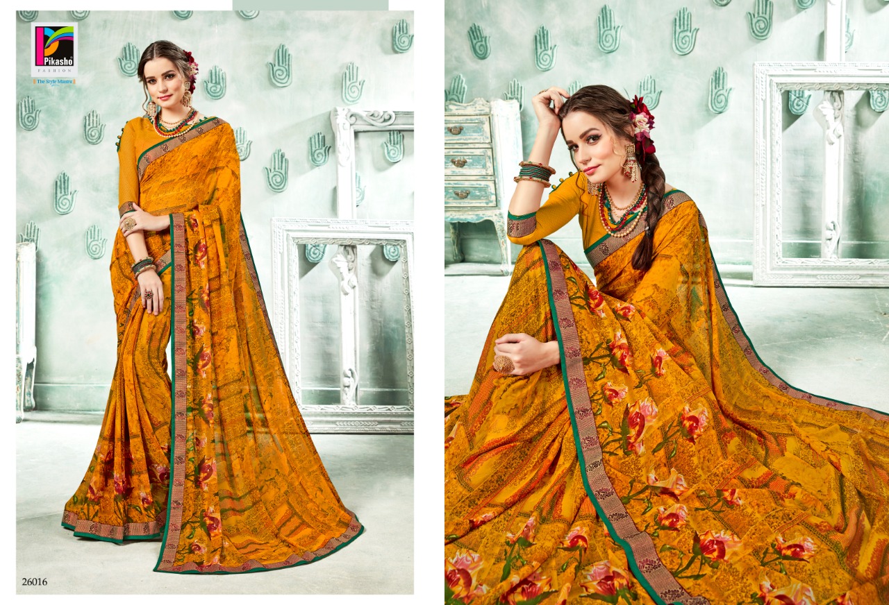 Abhinetri By Pikasho 26013 To 26025 Series Indian Traditional Wear Collection Beautiful Stylish Fancy Colorful Party Wear & Occasional Wear Georgette Embroidered Sarees At Wholesale Price