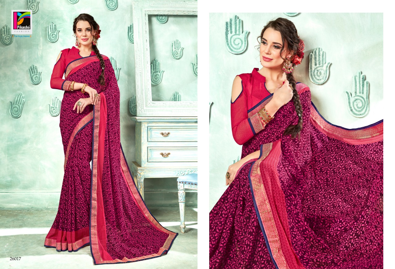 Abhinetri By Pikasho 26013 To 26025 Series Indian Traditional Wear Collection Beautiful Stylish Fancy Colorful Party Wear & Occasional Wear Georgette Embroidered Sarees At Wholesale Price