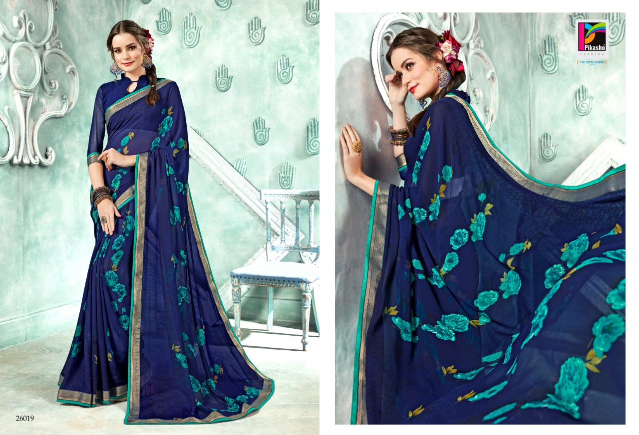 Abhinetri By Pikasho 26013 To 26025 Series Indian Traditional Wear Collection Beautiful Stylish Fancy Colorful Party Wear & Occasional Wear Georgette Embroidered Sarees At Wholesale Price
