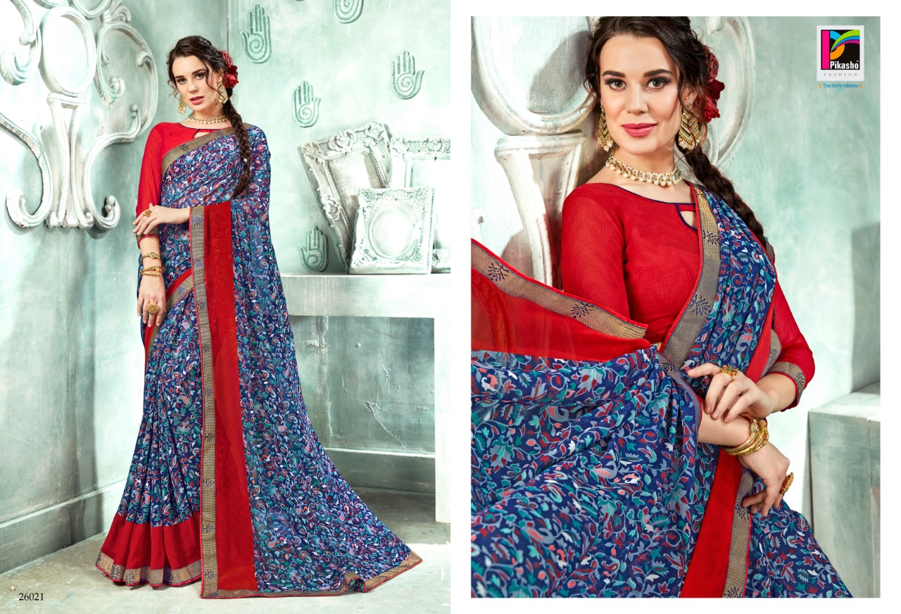 Abhinetri By Pikasho 26013 To 26025 Series Indian Traditional Wear Collection Beautiful Stylish Fancy Colorful Party Wear & Occasional Wear Georgette Embroidered Sarees At Wholesale Price