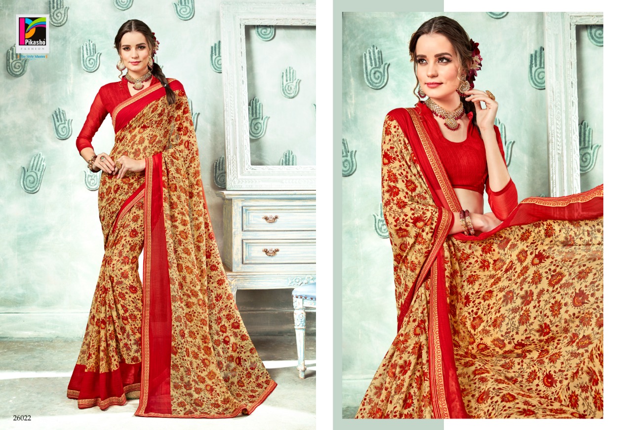 Abhinetri By Pikasho 26013 To 26025 Series Indian Traditional Wear Collection Beautiful Stylish Fancy Colorful Party Wear & Occasional Wear Georgette Embroidered Sarees At Wholesale Price