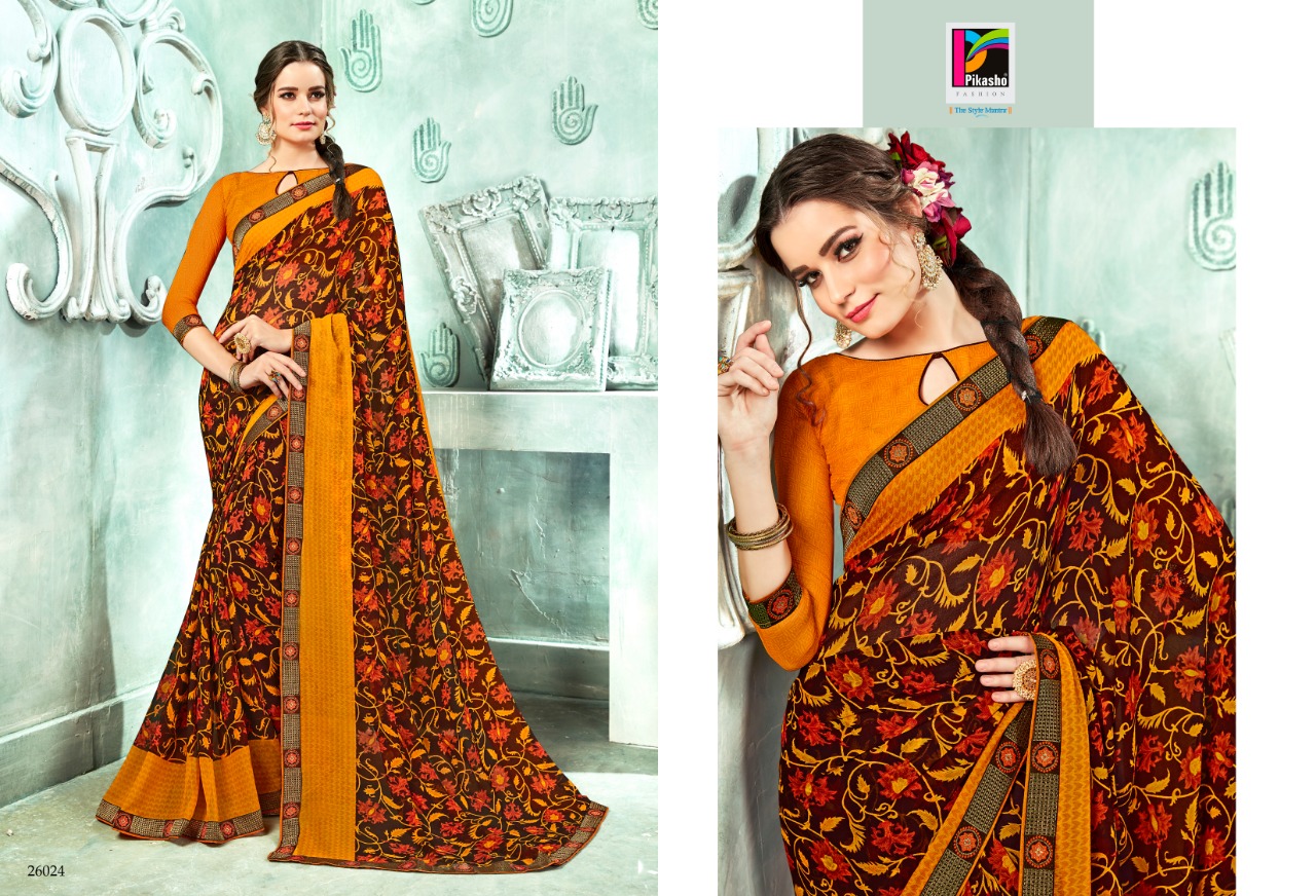 Abhinetri By Pikasho 26013 To 26025 Series Indian Traditional Wear Collection Beautiful Stylish Fancy Colorful Party Wear & Occasional Wear Georgette Embroidered Sarees At Wholesale Price