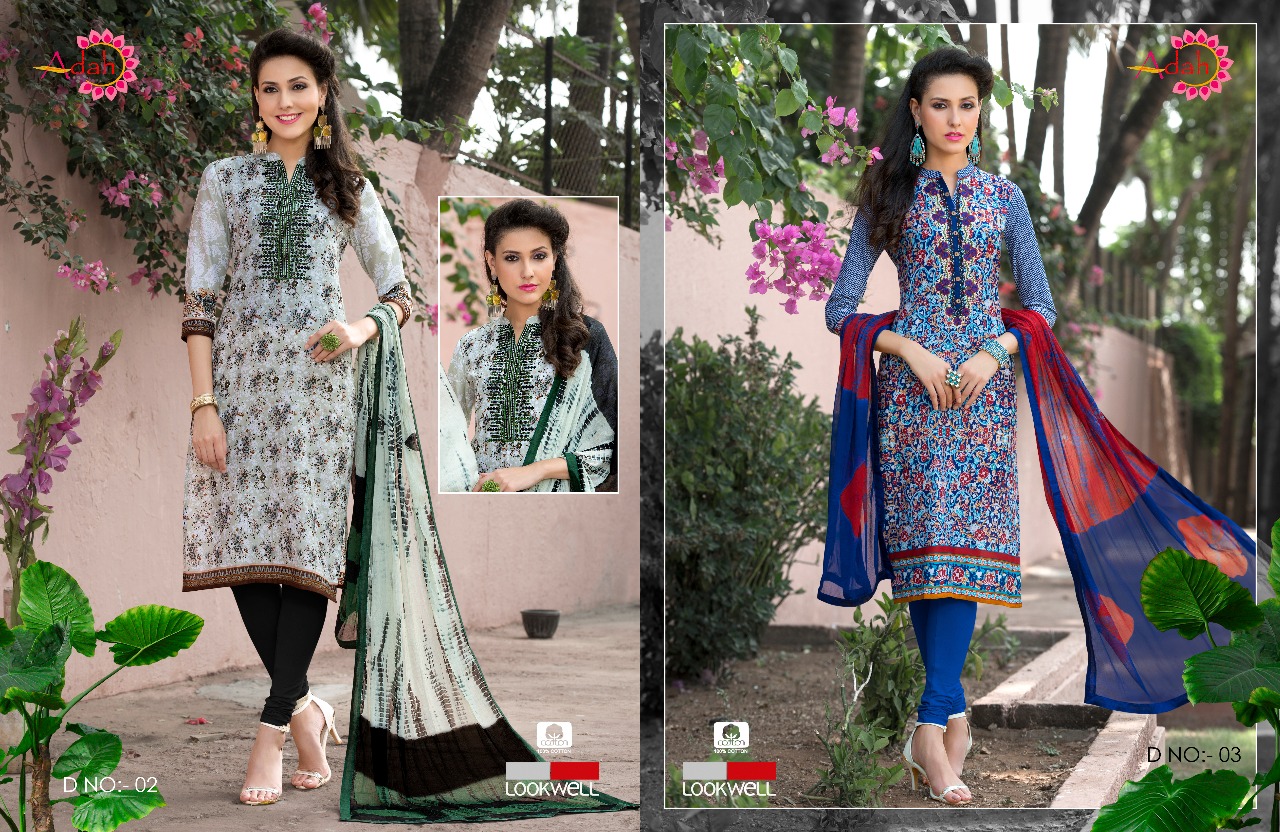 Adah By Lookwell 01 To 08 Series Beautiful Suits Stylish Fancy Colorful Party Wear & Ethnic Wear Pure Cotton Digital Print With Embroidery Dresses At Wholesale Price