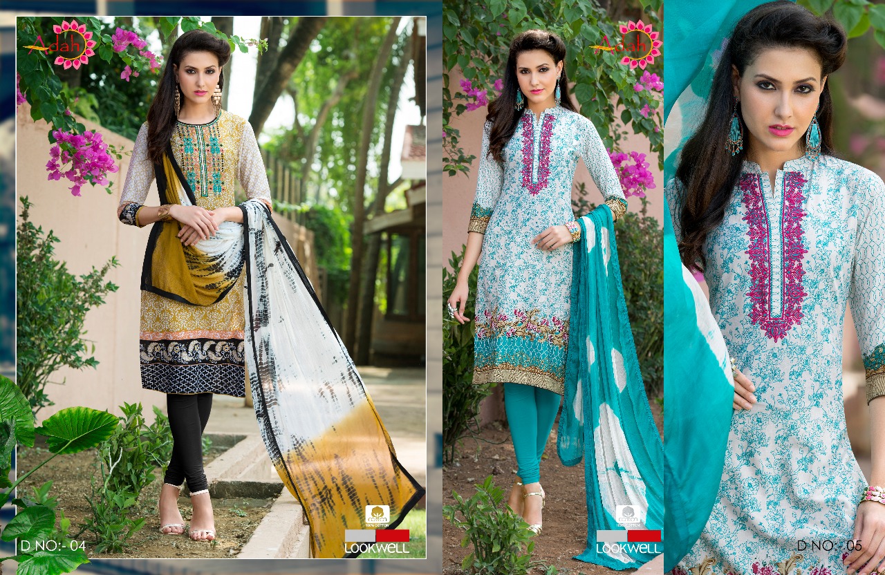 Adah By Lookwell 01 To 08 Series Beautiful Suits Stylish Fancy Colorful Party Wear & Ethnic Wear Pure Cotton Digital Print With Embroidery Dresses At Wholesale Price