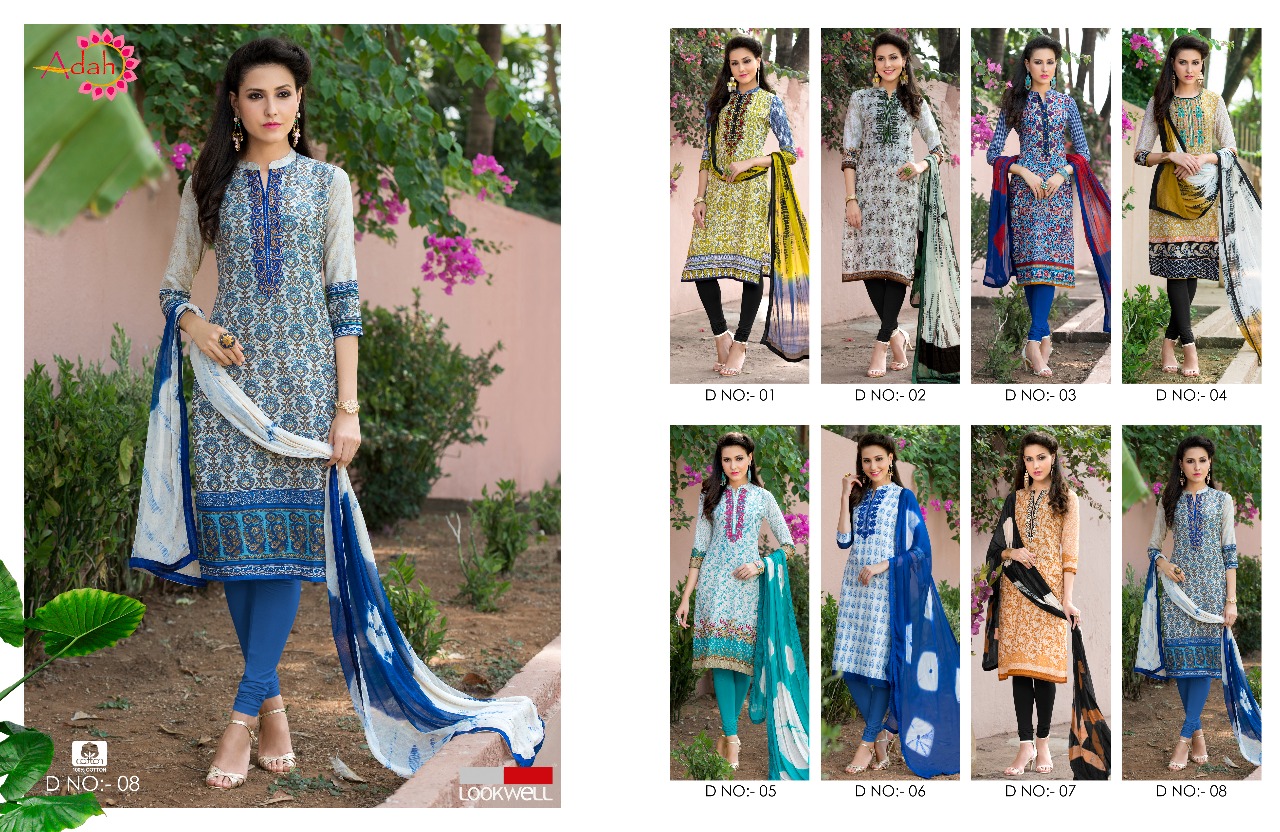 Adah By Lookwell 01 To 08 Series Beautiful Suits Stylish Fancy Colorful Party Wear & Ethnic Wear Pure Cotton Digital Print With Embroidery Dresses At Wholesale Price