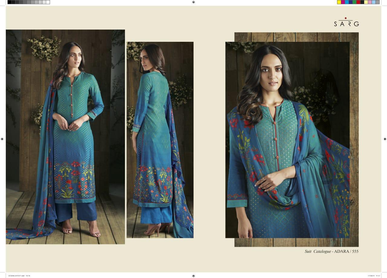 Adara By Sarg Beautiful Designer Collection Suits Stylish Fancy Colorful Party Wear & Ethnic Wear Jacquard/ Georgette/ Muslin Silk Printed Dresses At Wholesale Price