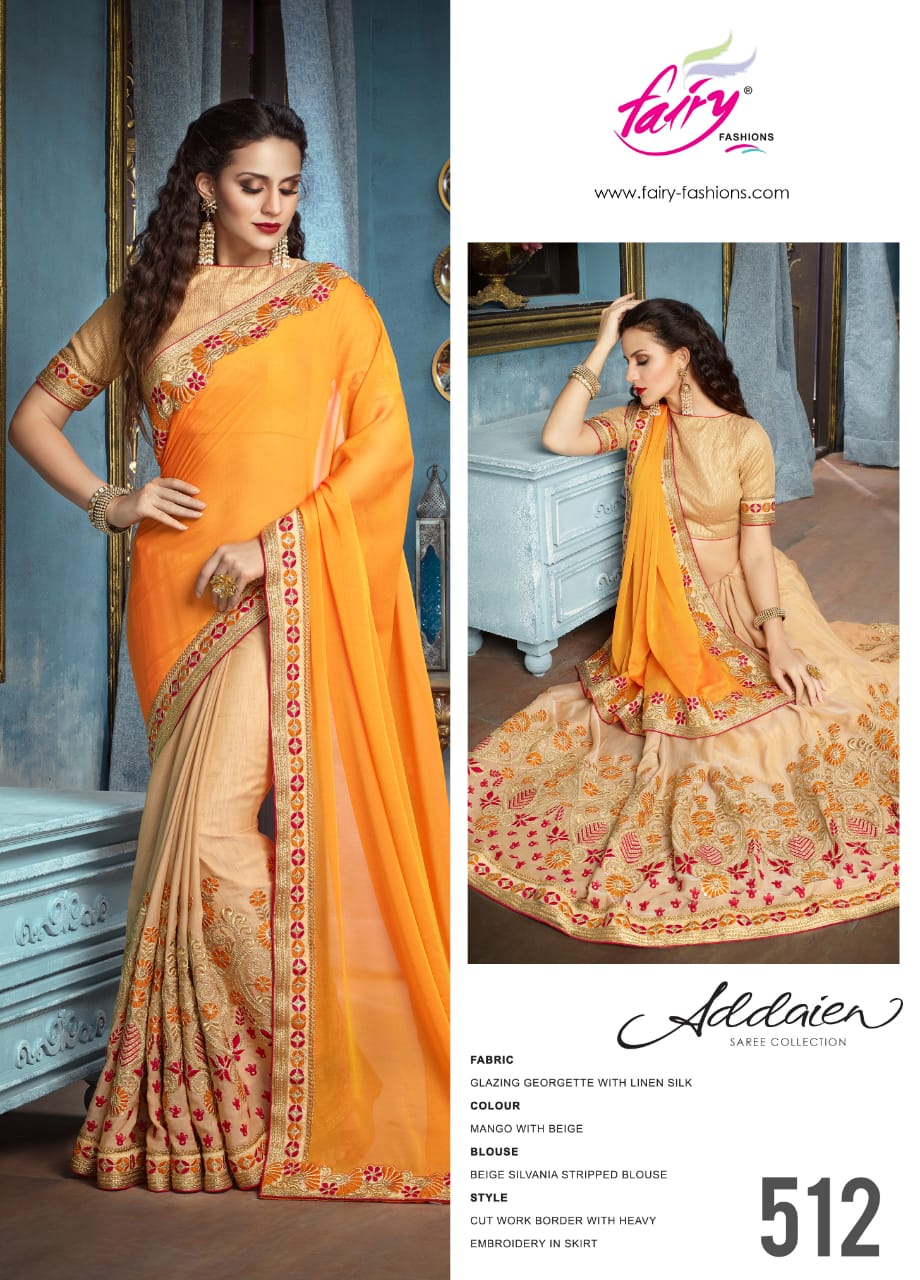 Addaien 501 Series By Fairy Fashion 501 To 520 Series Indian Traditional Wear Collection Beautiful Stylish Fancy Colorful Party Wear & Occasional Wear Fancy Silk Sarees At Wholesale Price