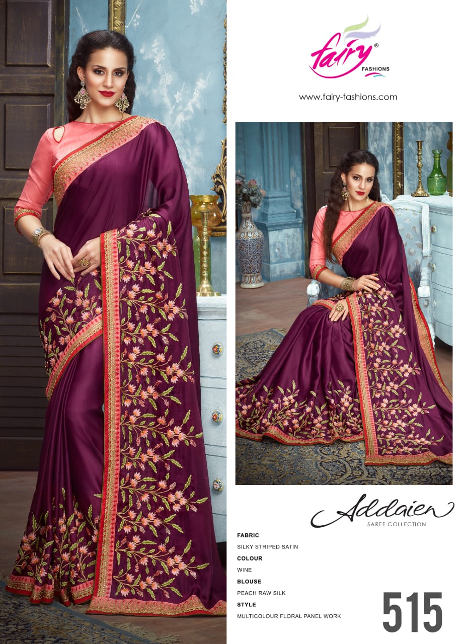 Addaien 501 Series By Fairy Fashion 501 To 520 Series Indian Traditional Wear Collection Beautiful Stylish Fancy Colorful Party Wear & Occasional Wear Fancy Silk Sarees At Wholesale Price