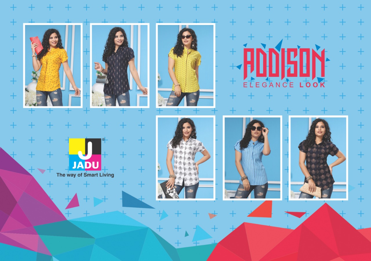 Addison By Jadu 3101 To 3106 Series Beautiful Colorful Stylish Fancy Casual Wear & Ethnic Wear & Ready To Wear Exports Quality Rayon Tops At Wholesale Price