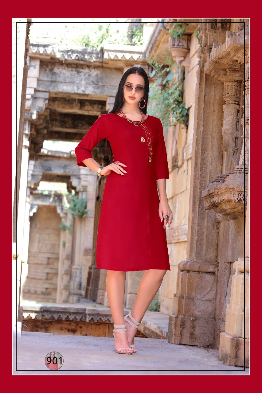 Aditi By Kaamiri 1001 To 1006 Series Beautiful Colorful Stylish Fancy Casual Wear & Ethnic Wear & Ready To Wear Rayon Printed Kurtis At Wholesale Price