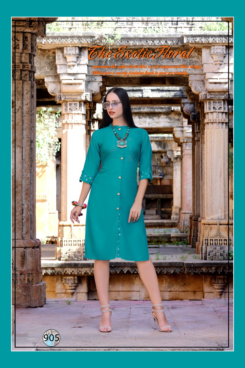 Aditi By Kaamiri 1001 To 1006 Series Beautiful Colorful Stylish Fancy Casual Wear & Ethnic Wear & Ready To Wear Rayon Printed Kurtis At Wholesale Price