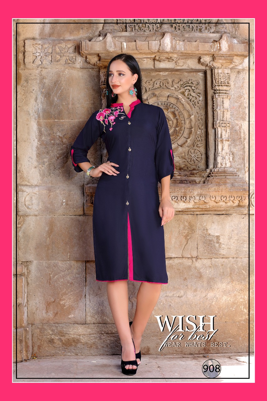 Aditi By Kaamiri 1001 To 1006 Series Beautiful Colorful Stylish Fancy Casual Wear & Ethnic Wear & Ready To Wear Rayon Printed Kurtis At Wholesale Price