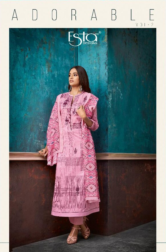 Adorable Vol-2 By Esta Designs 101 To 112 Series Beautiful Colorful Fancy Stylish Casual Wear & Ethnic Wear Digital Printed Cotton Lawn With Embroidery Dresses At Wholesale Price