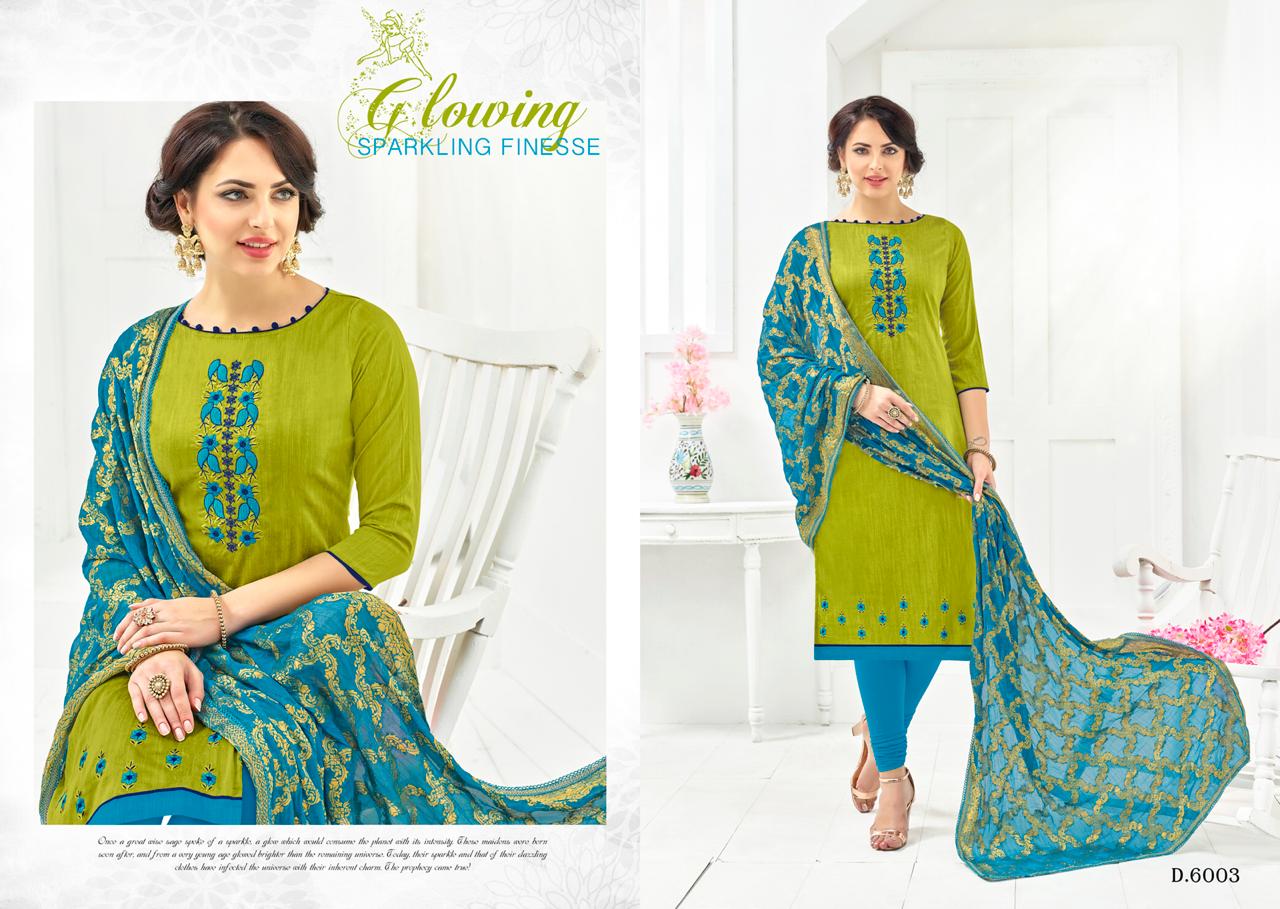Advance By Assian Art 6001 To 6012 Series Beautiful Suits Stylish Fancy Colorful Casual Wear & Ethnic Wear Collection Slub Silk Banaras Embroidered Dresses At Wholesale Price