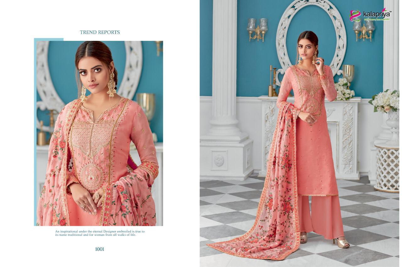 Afreen By Kalapriya 1001 To 1005 Series Beautiful Suits Stylish Fancy Colorful Party Wear & Ethnic Wear Real Georgette With Inner Dull Santoon Embroidered Dresses At Wholesale Price