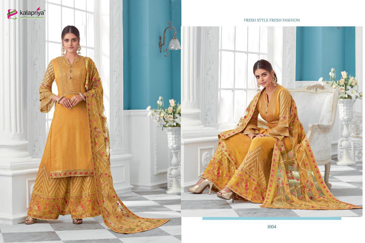 Afreen By Kalapriya 1001 To 1005 Series Beautiful Suits Stylish Fancy Colorful Party Wear & Ethnic Wear Real Georgette With Inner Dull Santoon Embroidered Dresses At Wholesale Price