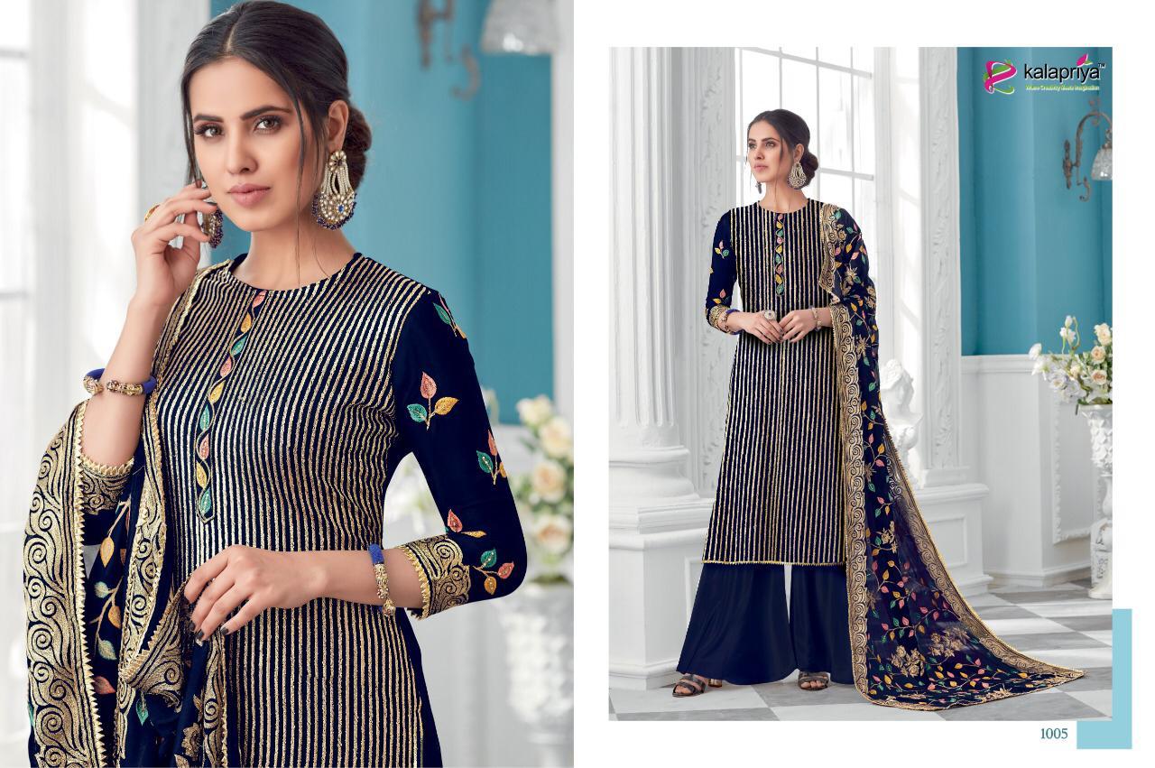 Afreen By Kalapriya 1001 To 1005 Series Beautiful Suits Stylish Fancy Colorful Party Wear & Ethnic Wear Real Georgette With Inner Dull Santoon Embroidered Dresses At Wholesale Price