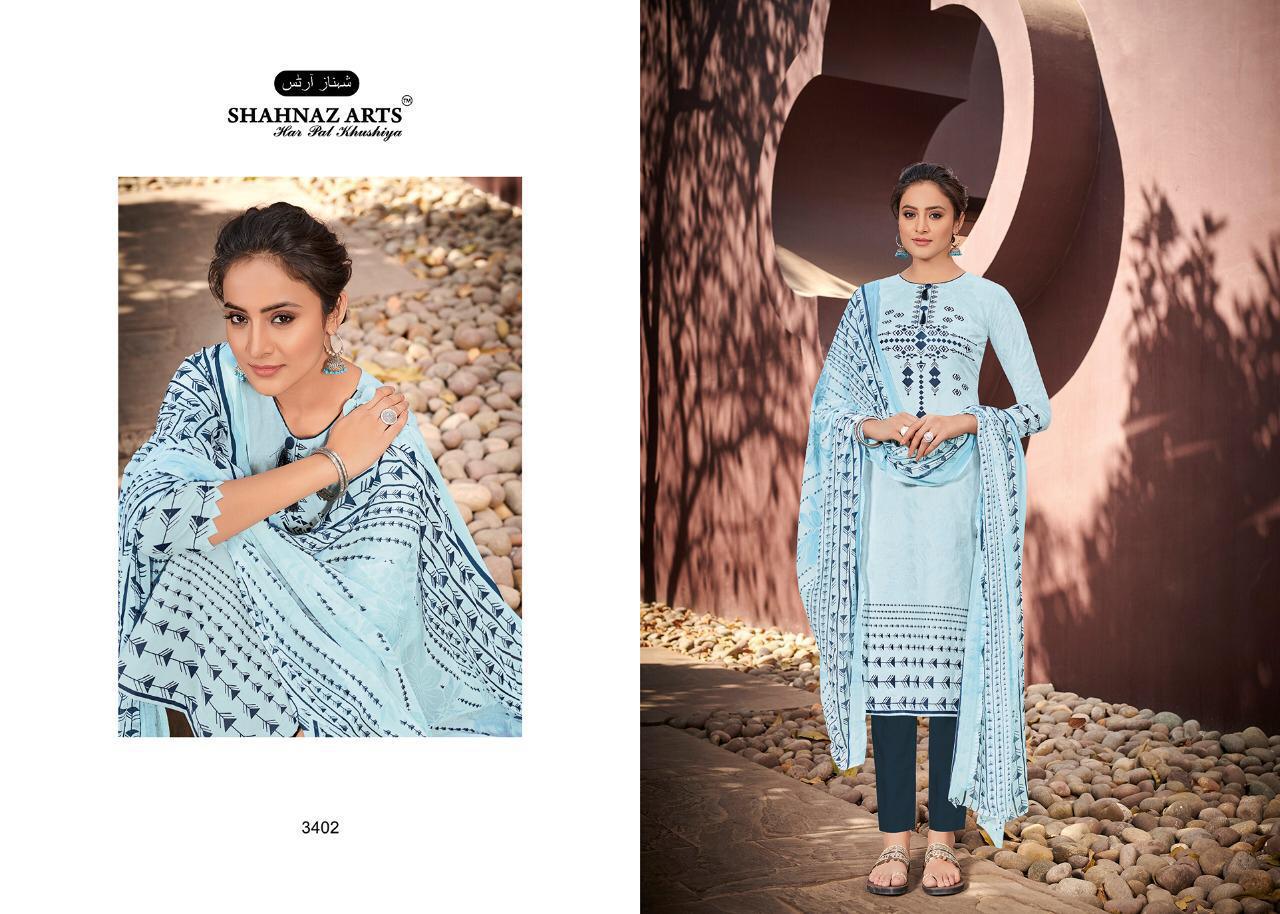 Afsara By Shahnaz Arts 3401 To 3408 Series Suits Beautiful Stylish Fancy Colorful Designer Party Wear & Ethnic Wear Pure Cotton Cambric Printed Dresses At Wholesale Price