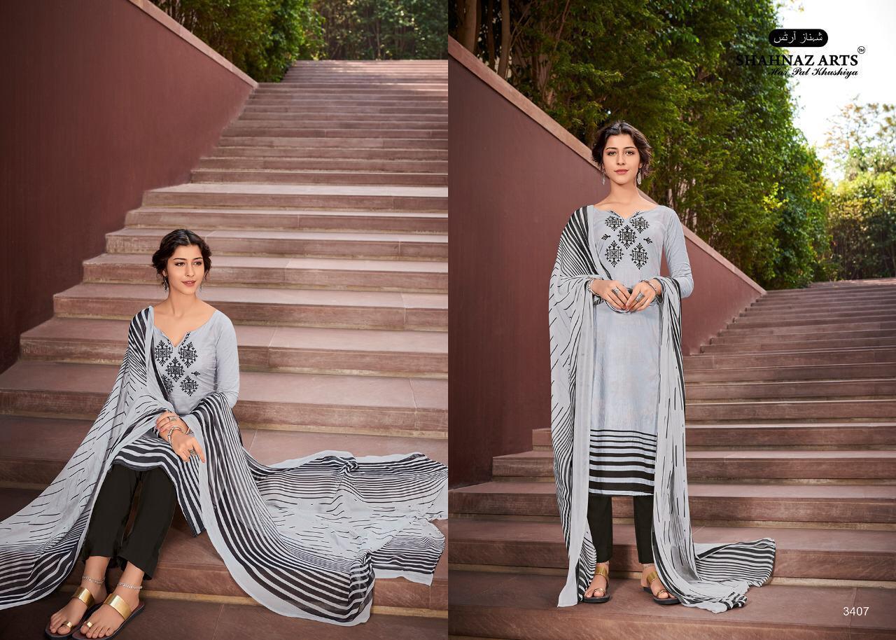 Afsara By Shahnaz Arts 3401 To 3408 Series Suits Beautiful Stylish Fancy Colorful Designer Party Wear & Ethnic Wear Pure Cotton Cambric Printed Dresses At Wholesale Price