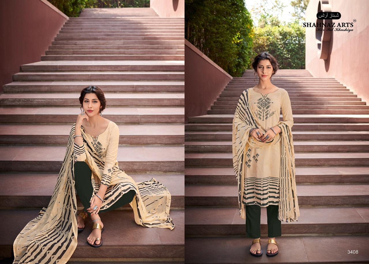 Afsara By Shahnaz Arts 3401 To 3408 Series Suits Beautiful Stylish Fancy Colorful Designer Party Wear & Ethnic Wear Pure Cotton Cambric Printed Dresses At Wholesale Price