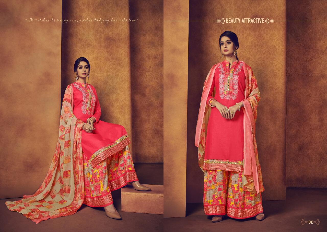 Afzaa Plazzo Vol-2 By Ravi Creation 1001 To 1008 Series Beautiful Pakistani Suits Stylish Fancy Colorful Party Wear & Ethnic Wear Satin Cotton Printed Dresses At Wholesale Price