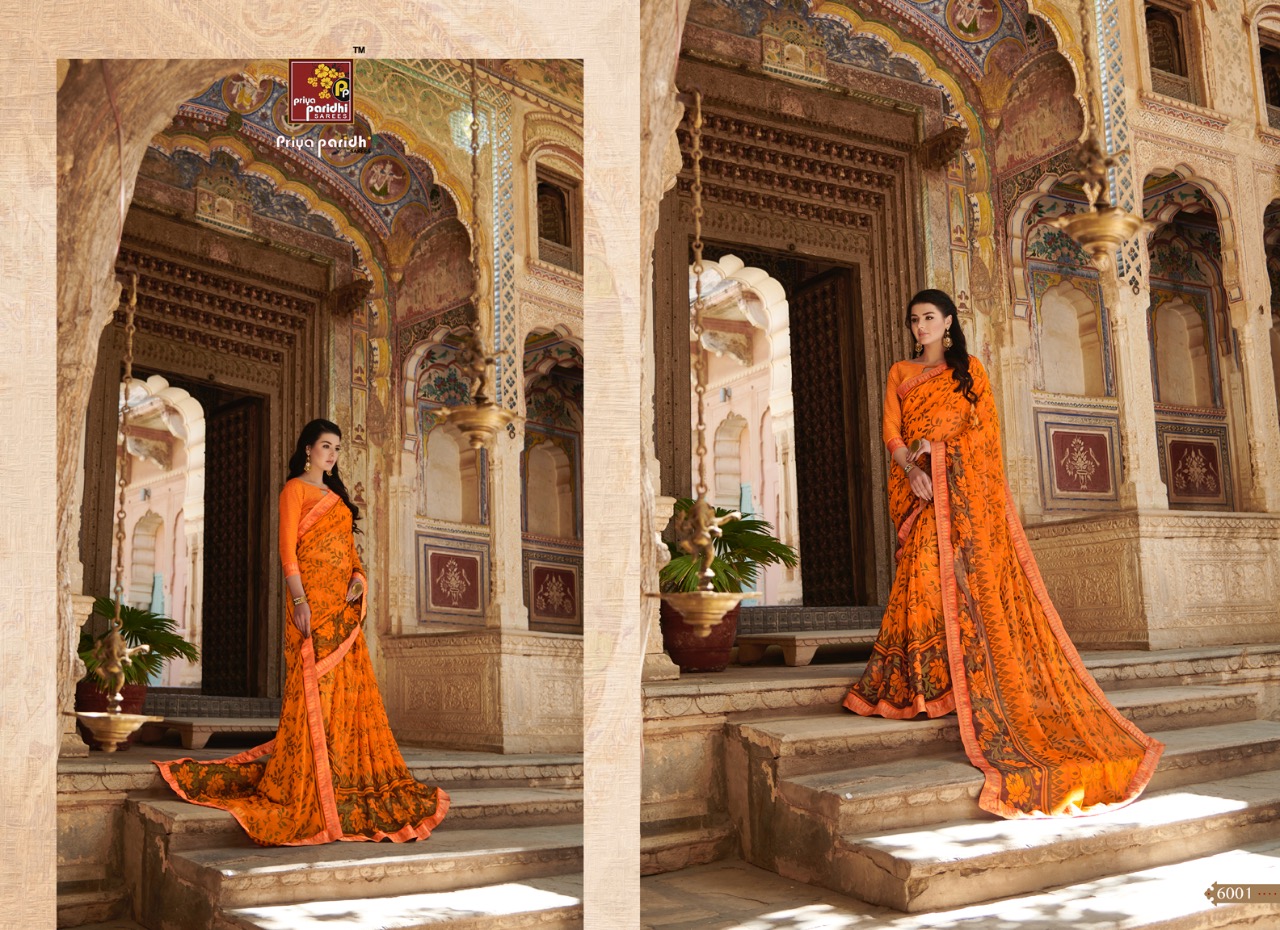 Ahiri By Priya Paridhi 6001 To 6012 Series Indian Traditional Wear Collection Beautiful Stylish Fancy Colorful Party Wear & Occasional Wear Brasso Printed Sarees At Wholesale Price