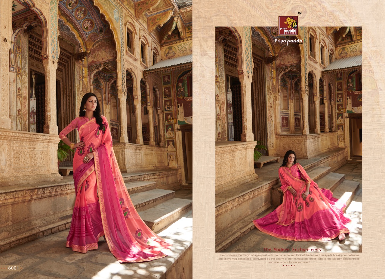 Ahiri By Priya Paridhi 6001 To 6012 Series Indian Traditional Wear Collection Beautiful Stylish Fancy Colorful Party Wear & Occasional Wear Brasso Printed Sarees At Wholesale Price