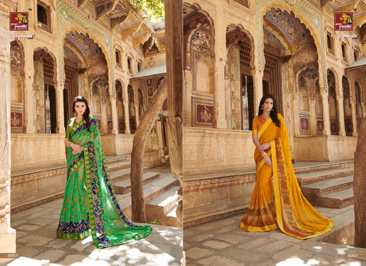 Ahiri By Priya Paridhi 6001 To 6012 Series Indian Traditional Wear Collection Beautiful Stylish Fancy Colorful Party Wear & Occasional Wear Brasso Printed Sarees At Wholesale Price