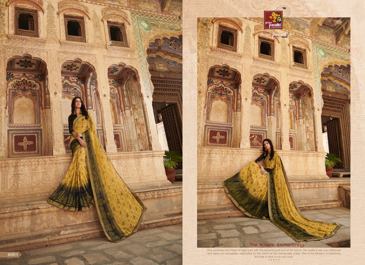 Ahiri By Priya Paridhi 6001 To 6012 Series Indian Traditional Wear Collection Beautiful Stylish Fancy Colorful Party Wear & Occasional Wear Brasso Printed Sarees At Wholesale Price