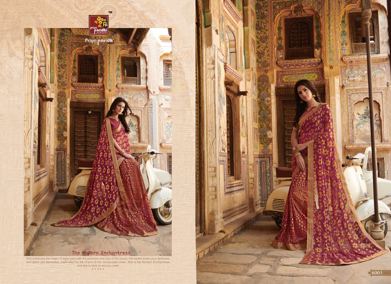 Ahiri By Priya Paridhi 6001 To 6012 Series Indian Traditional Wear Collection Beautiful Stylish Fancy Colorful Party Wear & Occasional Wear Brasso Printed Sarees At Wholesale Price