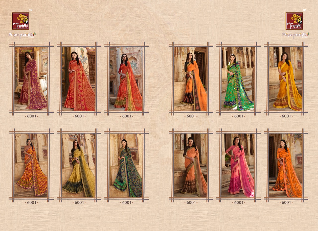 Ahiri By Priya Paridhi 6001 To 6012 Series Indian Traditional Wear Collection Beautiful Stylish Fancy Colorful Party Wear & Occasional Wear Brasso Printed Sarees At Wholesale Price