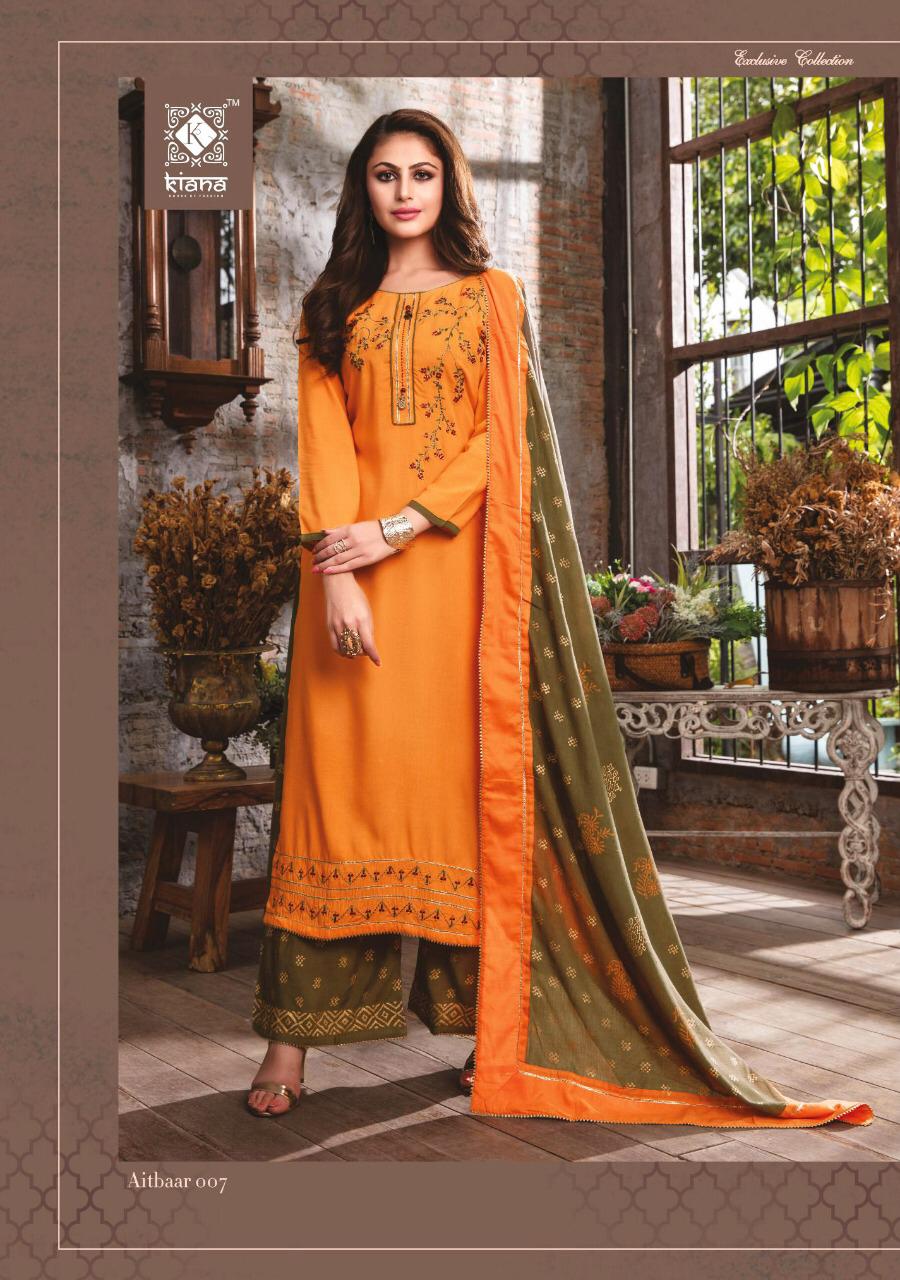 Aitbaar By Kiana 001 To 008 Series Indian Traditional Wear Collection Beautiful Stylish Fancy Colorful Party Wear & Occasional Wear Rayon Foil Printed Dresses At Wholesale Price