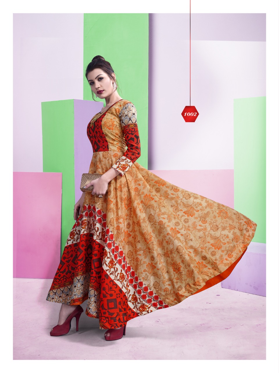Akansha By Aarav Collection 1001 To 1006 Series Beautiful Colorful Stylish Fancy Casual Wear & Ethnic Wear & Ready To Wear Chanderi Digital Printed Kurtis At Wholesale Price